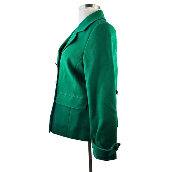 Talbots Tailored Peacoat Meadow Green Double Breasted Coat Women's Size Large - Picture 6 of 14
